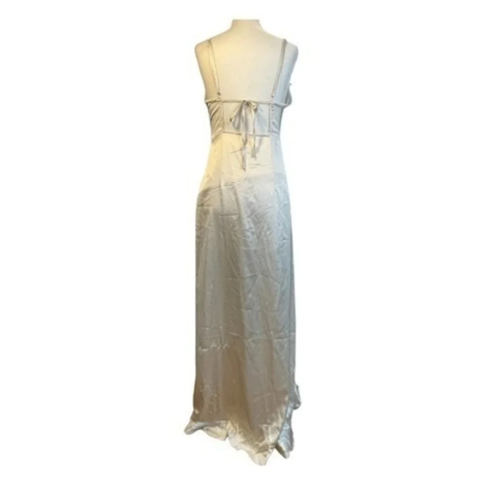 Ever After Kelsey Maxi Dress‎ Ivory Satin Asymmetrical Hem S - Picture 6 of 11